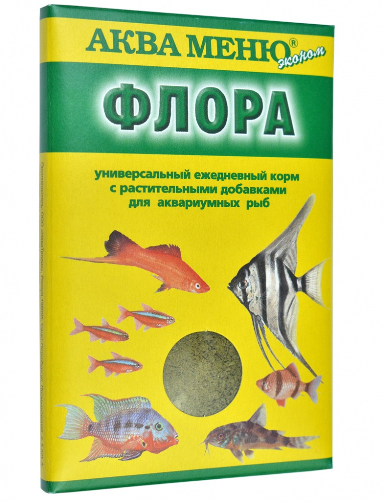 Сухой корм Аква меню ФЛОРА, для аквариумных рыб, с растительными добавками, 30г.
