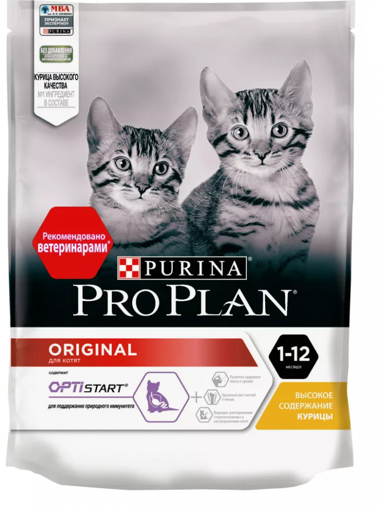 Сухой корм Purina Pro Plan Original Optistart, для котят от 1 до 12 месяцев, с курицей, 200г.