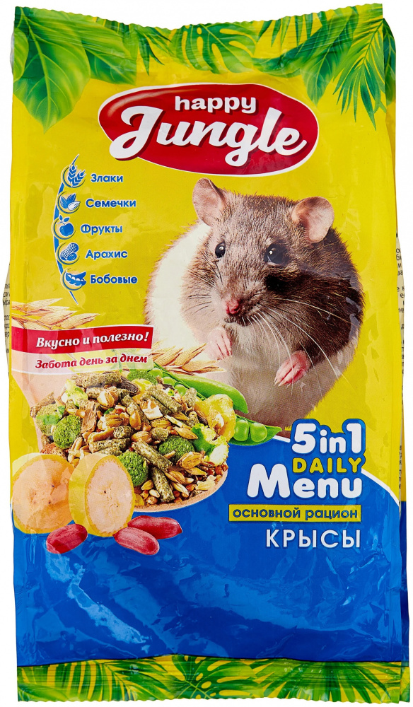 Сухой корм, Happy Jungle, для декоративных крыс, 400г 