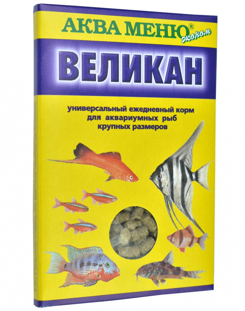 Сухой корм Аква меню Великан, для аквариумных рыб, крупных размеров, 35г.